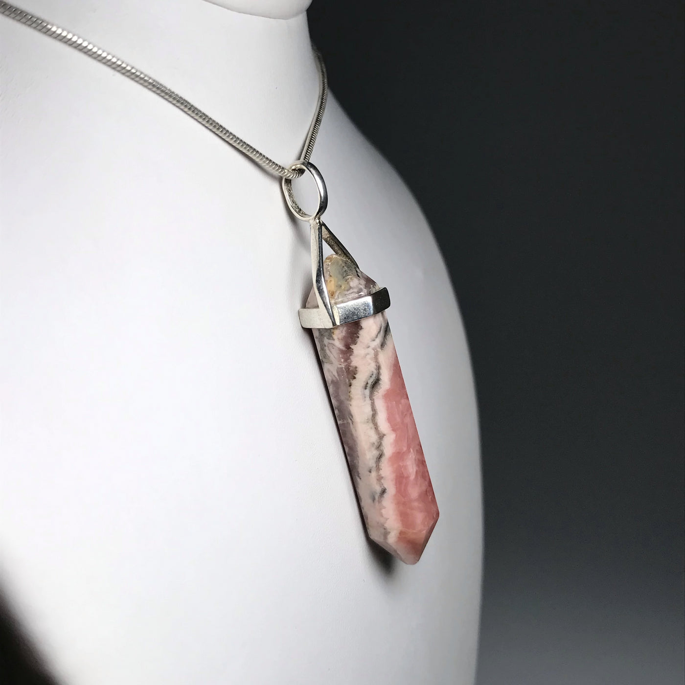 Rhodocrosite Double Terminated Point Pendant