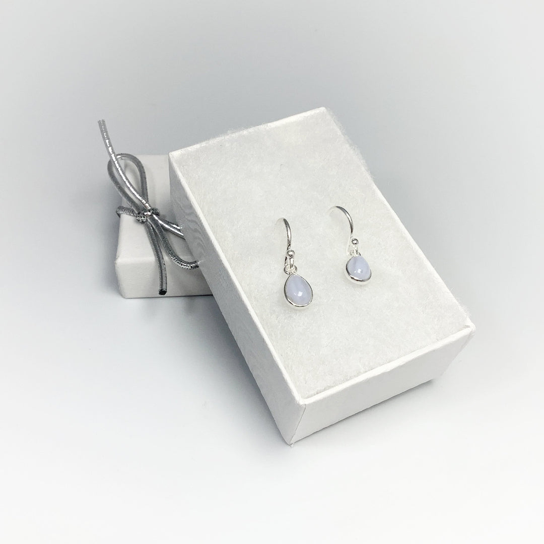 Blue Lace Agate Dangle Earrings - Rocks and Gems Canada