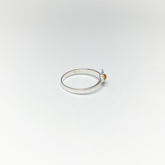 Cognac Amber Flower Ring - Rocks and Gems Canada