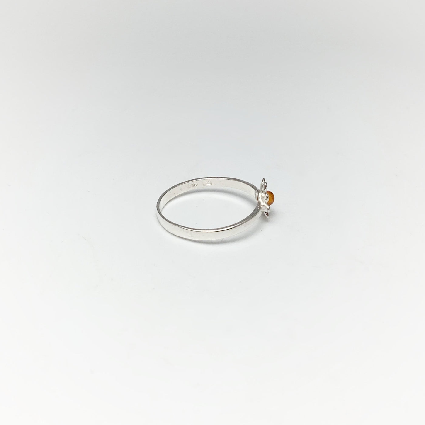 Cognac Amber Flower Ring