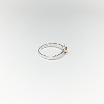 Cognac Amber Flower Ring