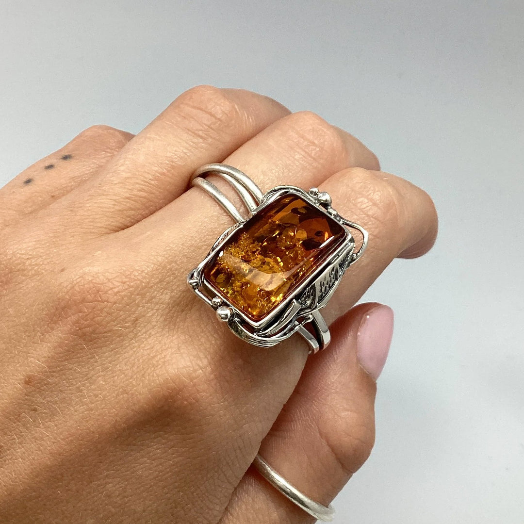 Cognac Amber Ring - Rocks and Gems Canada