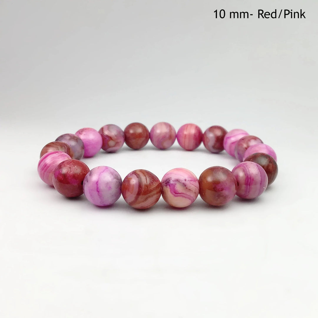 Pink Crazy Lace Agate Beaded Bracelet - Rocks and Gems Canada