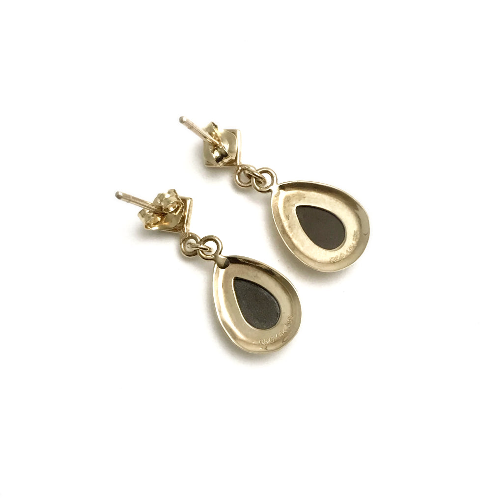 Alberta Ammolite 14K Gold Stud Earrings - Rocks and Gems Canada