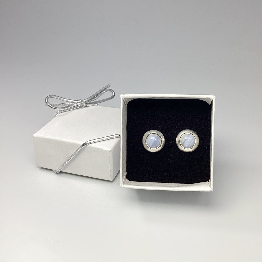 Blue Lace Agate Stud Earrings - Rocks and Gems Canada