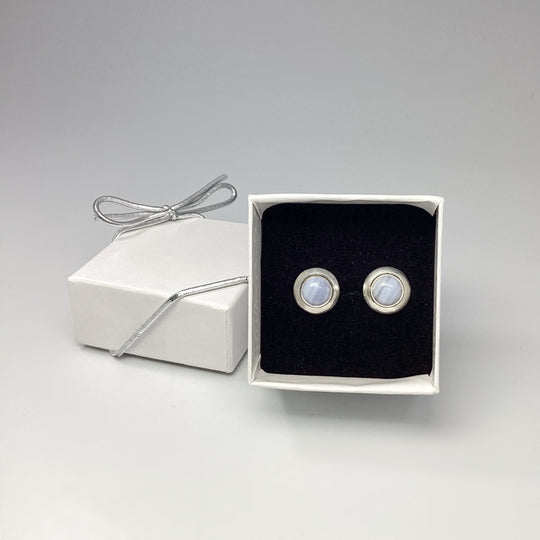 Blue Lace Agate Stud Earrings - Rocks and Gems Canada
