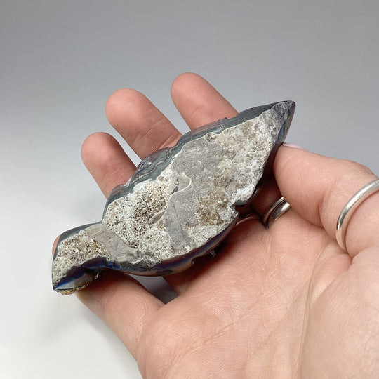 Rainbow Amethyst Druze Cluster Leaf Carving - Rocks and Gems Canada