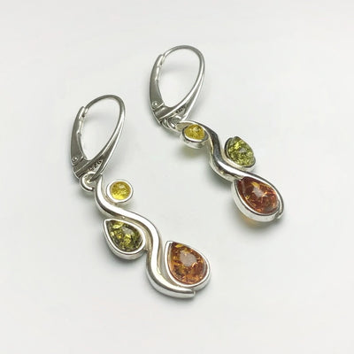 Mixed Amber Dangle Earrings