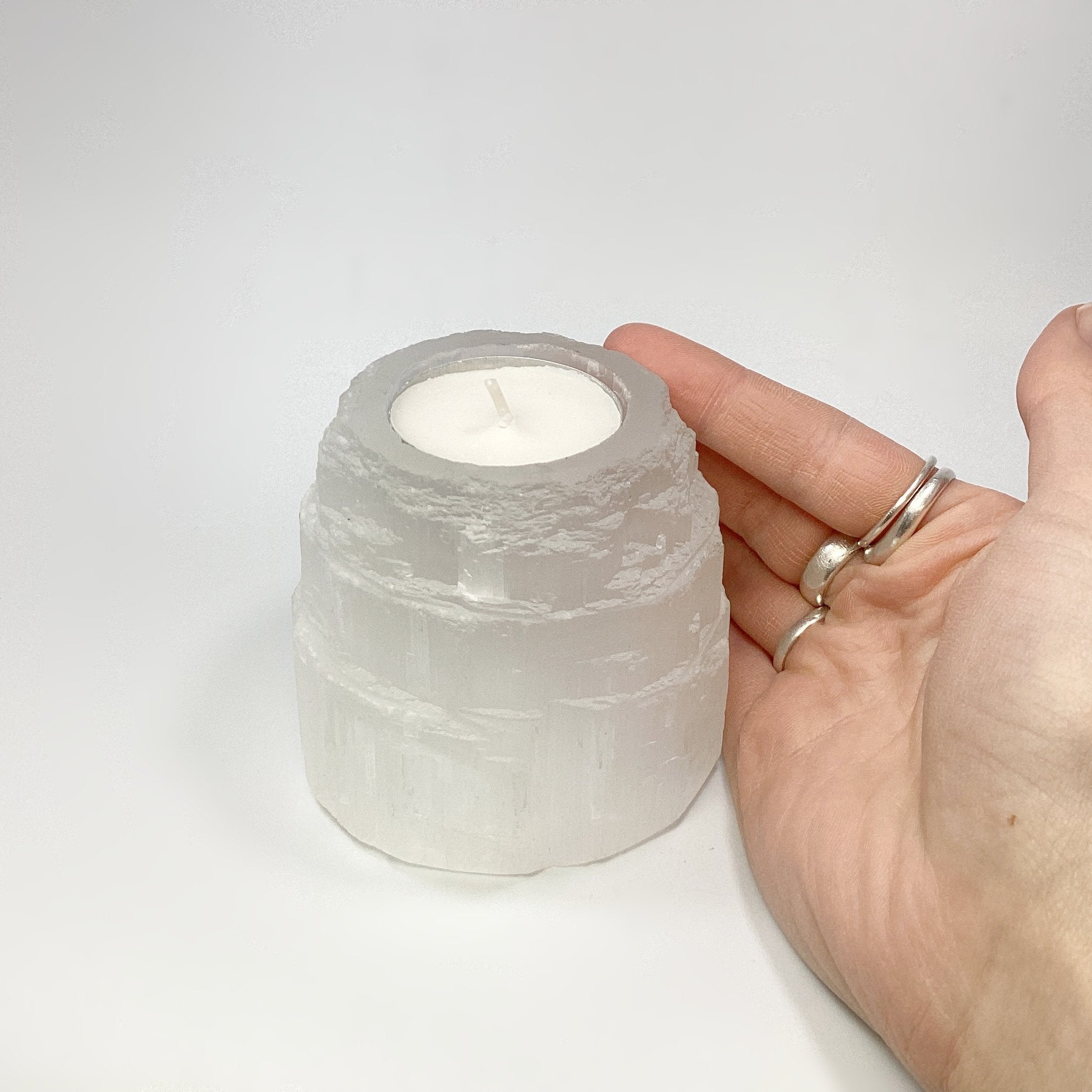 Selenite Candle Holder - Rocks and Gems Canada