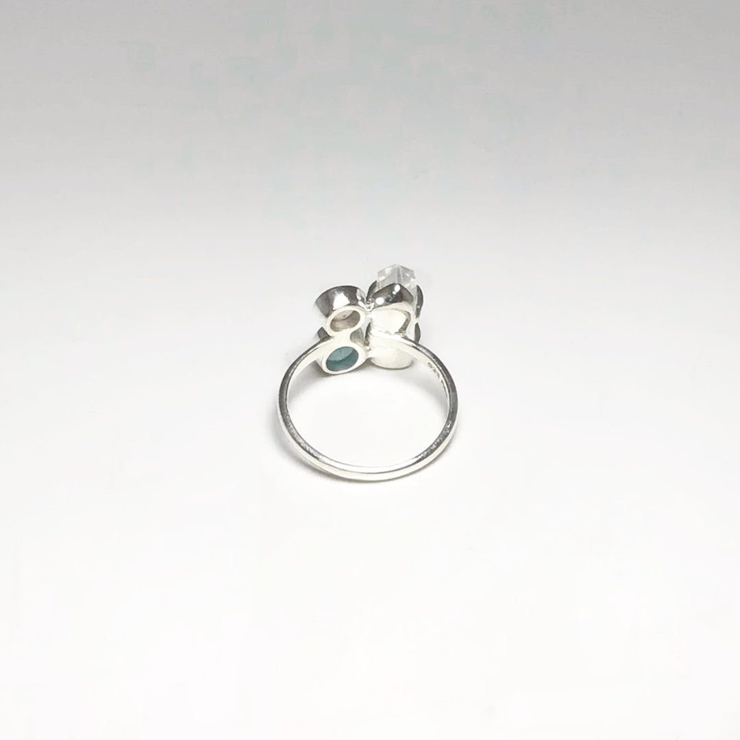 Quartz Point, Aqua Chalcedony and Rose Quartz Ring - Rocks and Gems Canada