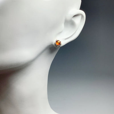 Cognac Amber Stud Earrings