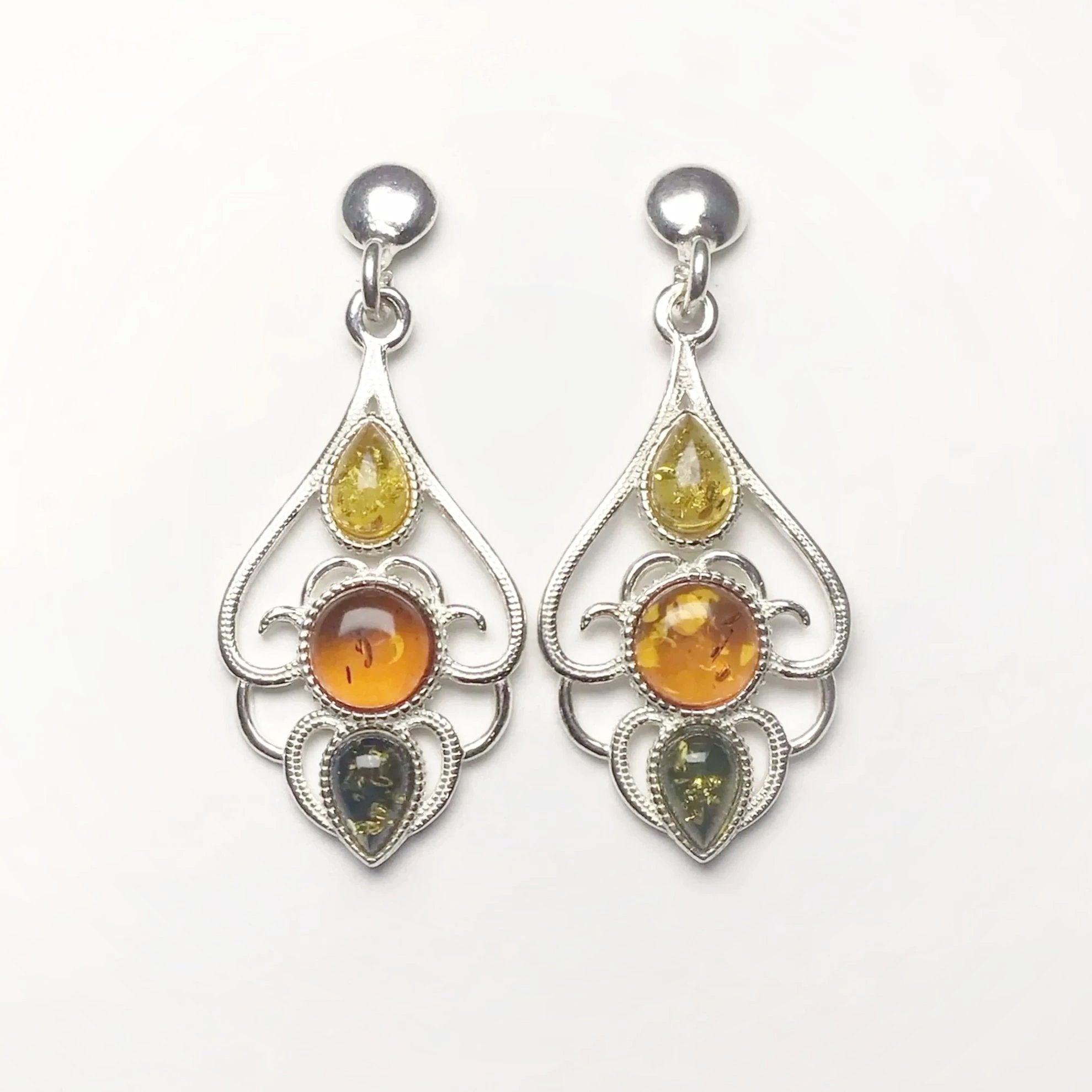 Mixed Amber Stud Earrings - Rocks and Gems Canada