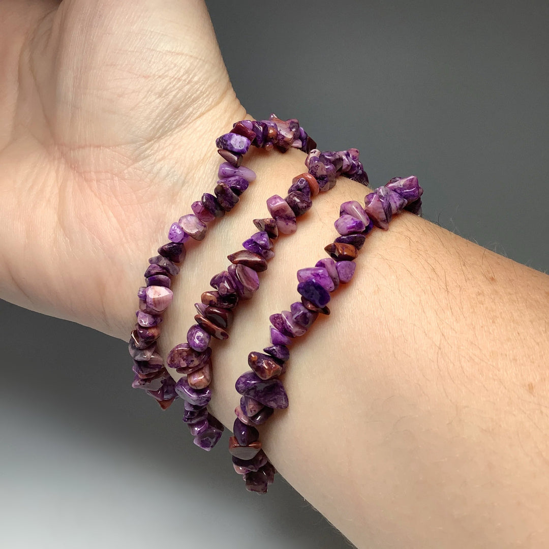 Purple Crazy Lace Agate Chip Beaded Bracelet - Rocks and Gems Canada