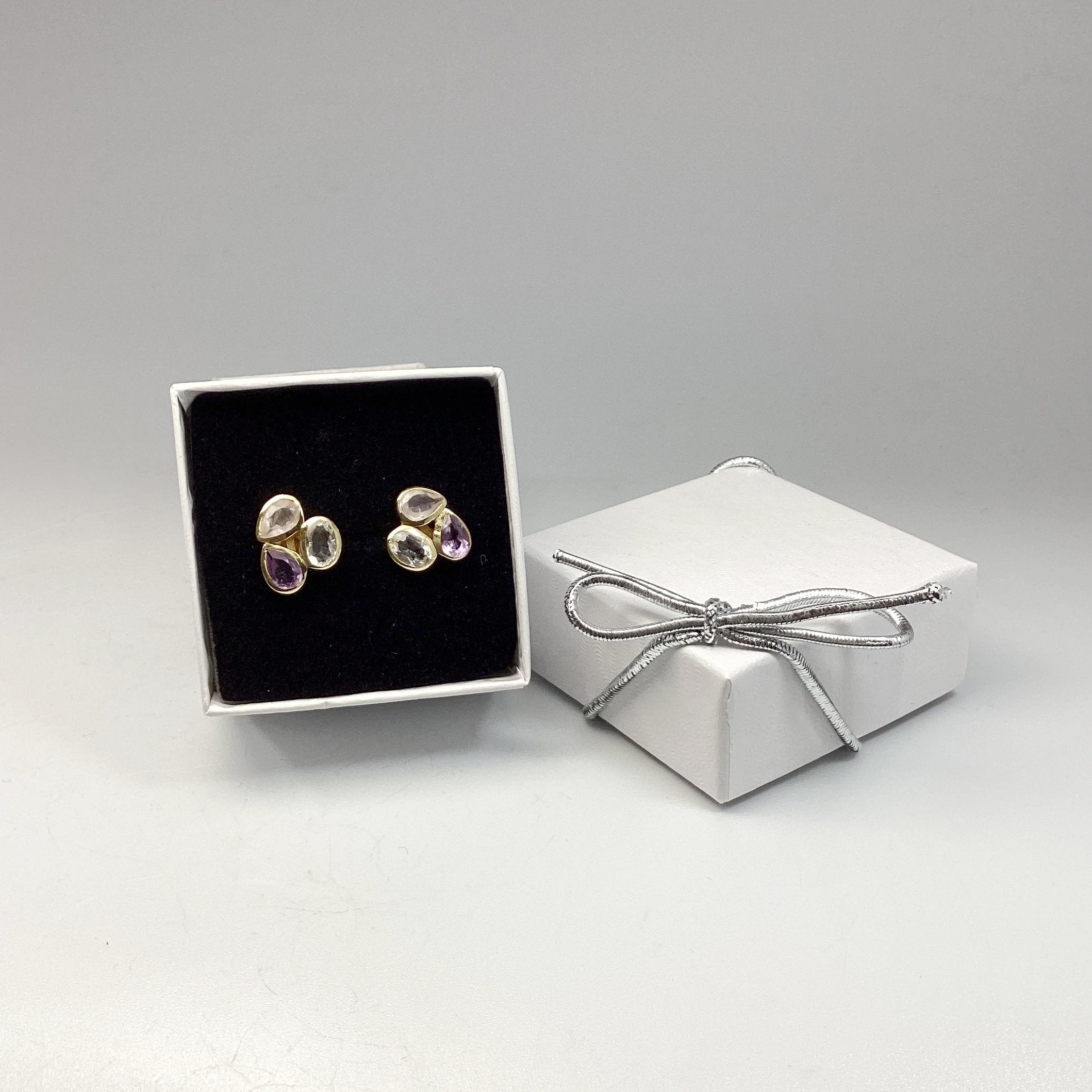Clear quartz stud earrings outlet
