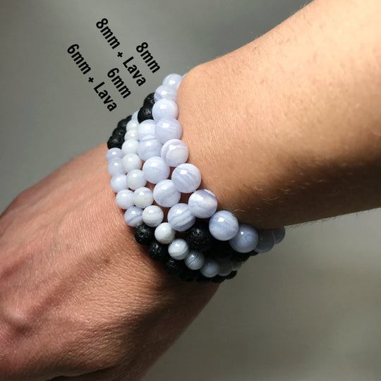 Blue Lace Agate Beaded Bracelet - Rocks and Gems Canada