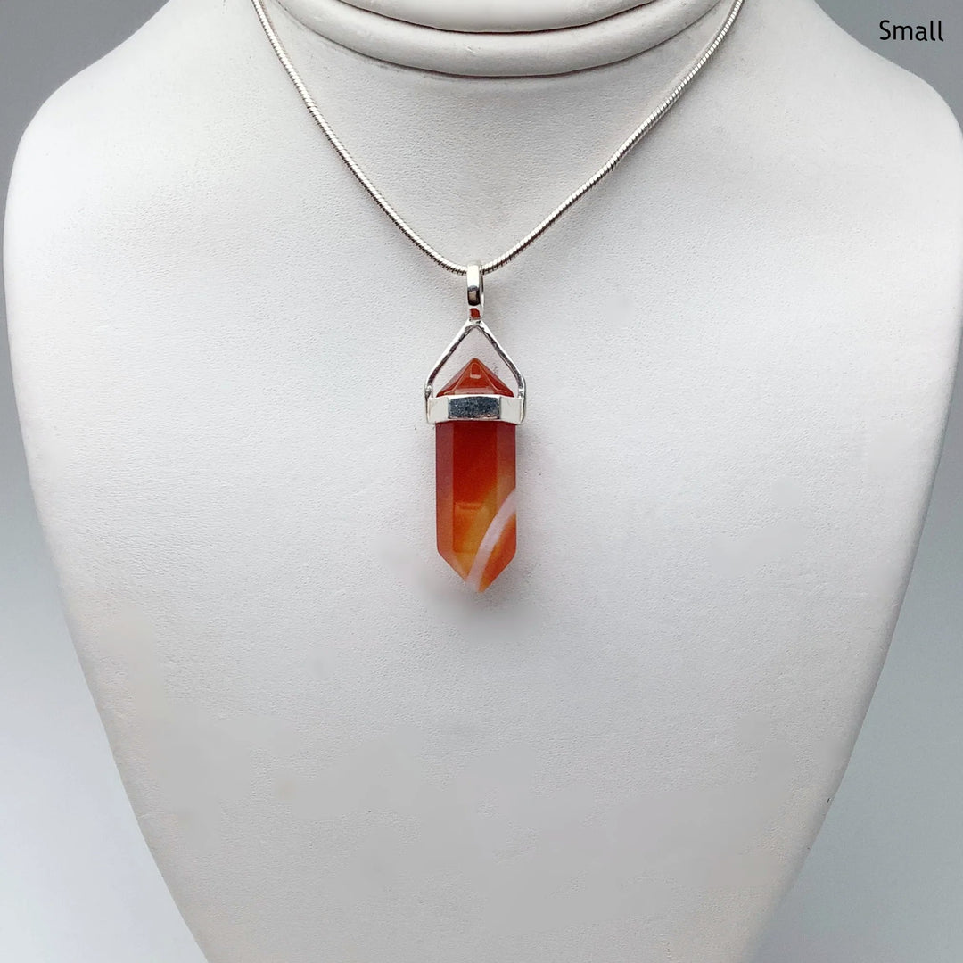 Banded Carnelian Agate Double Terminated Point Pendant - Rocks and Gems Canada