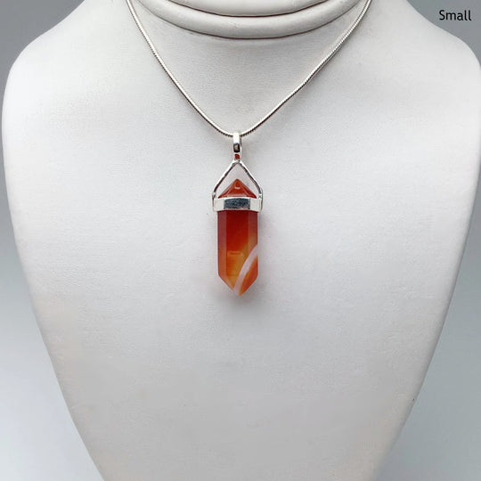 Banded Carnelian Agate Double Terminated Point Pendant - Rocks and Gems Canada