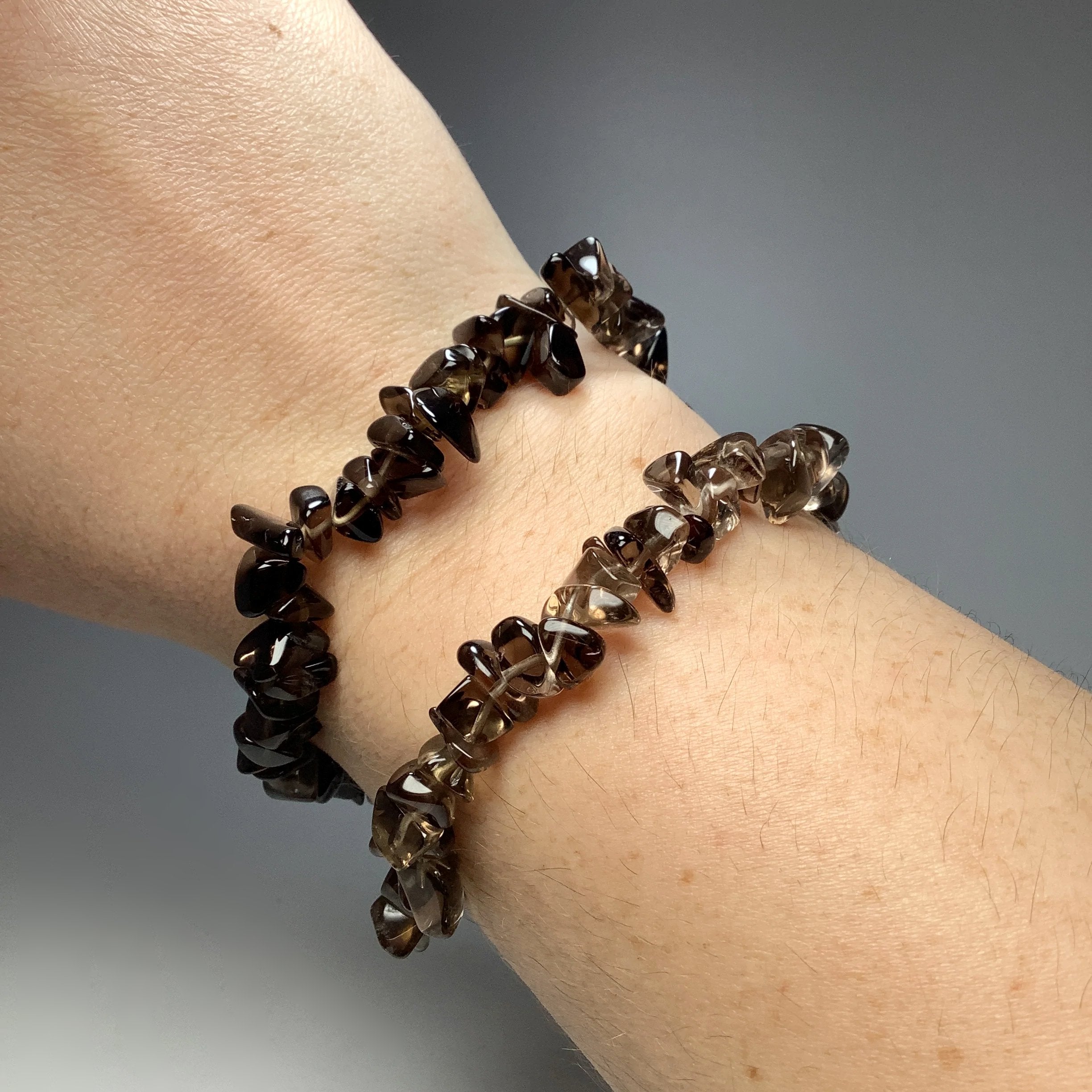 Smoky Quartz Chip Beaded Bracelet - Rocks and Gems Canada