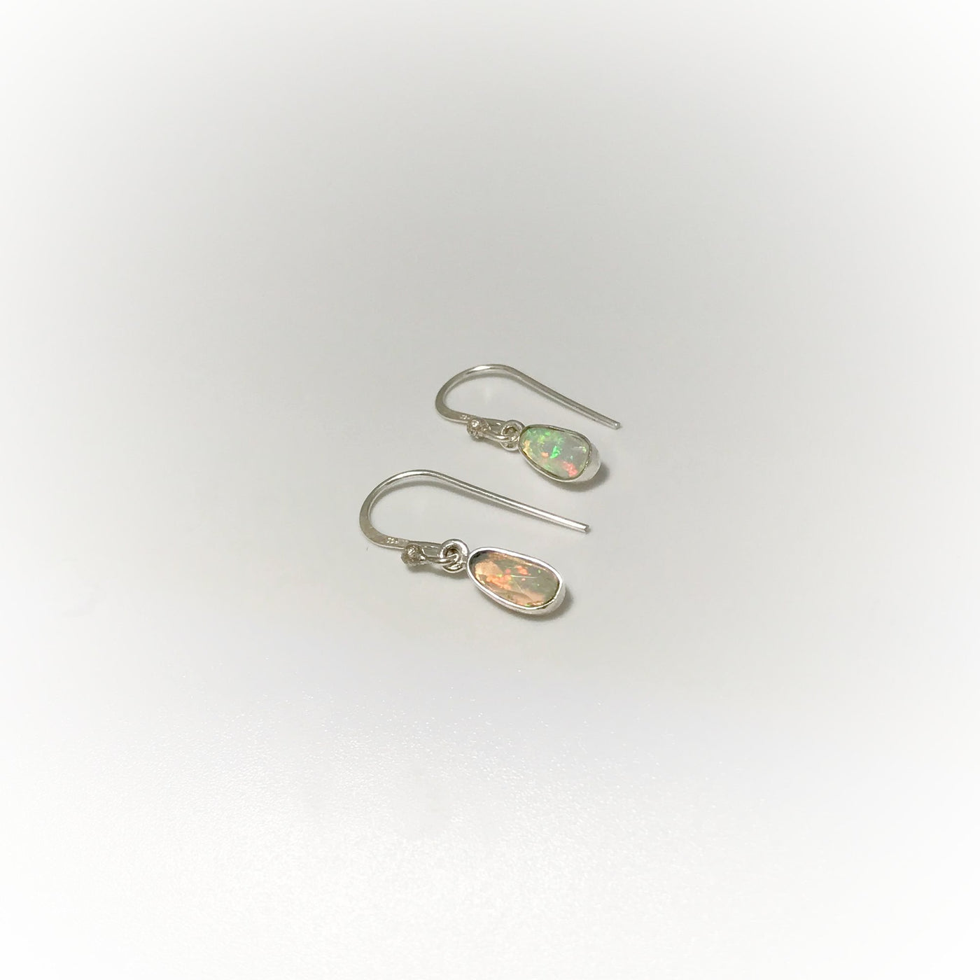 Ethiopian Fire Opal Freeform Faceted Dangle Earrings