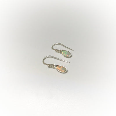Ethiopian Fire Opal Freeform Faceted Dangle Earrings