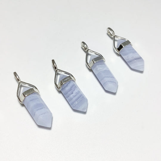 Blue Lace Agate Double Terminated Point Pendant - Rocks and Gems Canada