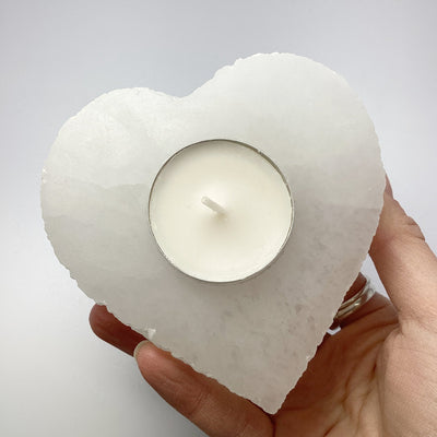 Selenite Heart Candle Holder