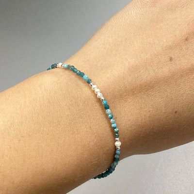Blue Apatite and Pearl Bracelet