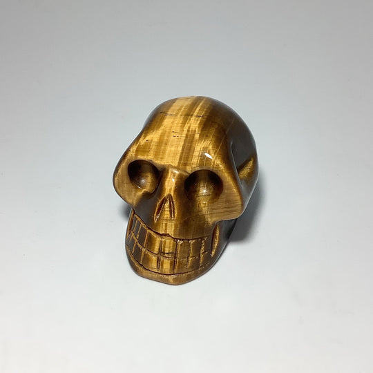 Carved Tiger Eye Skull - Rocks and Gems Canada
