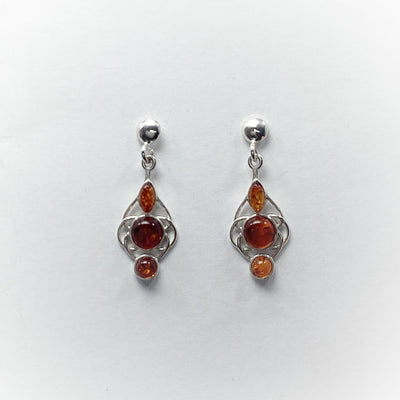 Cognac Amber Stud Earrings