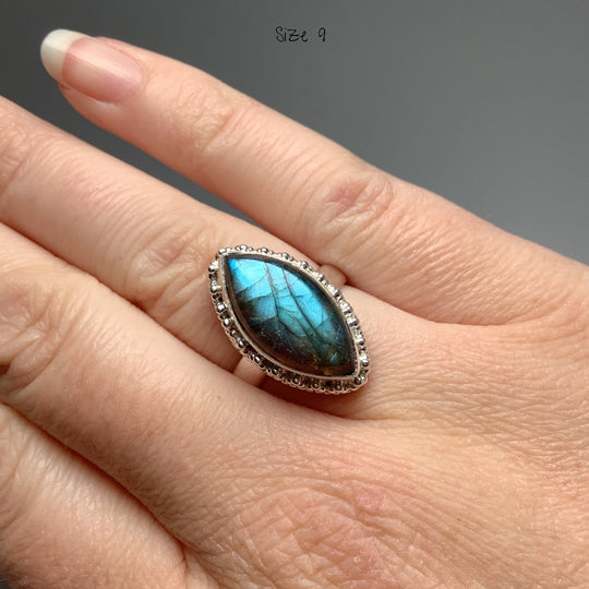Labradorite Marquise Cut Ring - Rocks and Gems Canada