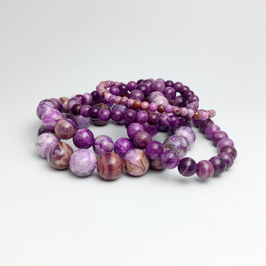Purple Crazy Lace Agate Beaded Bracelet - Rocks and Gems Canada