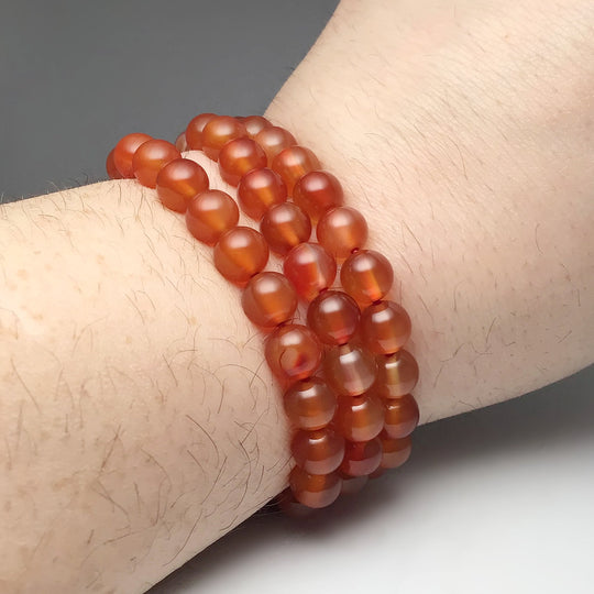 Light Carnelian Agate Beaded Bracelet - 8mm - Rocks and Gems Canada