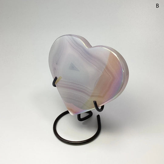 Rainbow Agate Heart on Stand - Rocks and Gems Canada