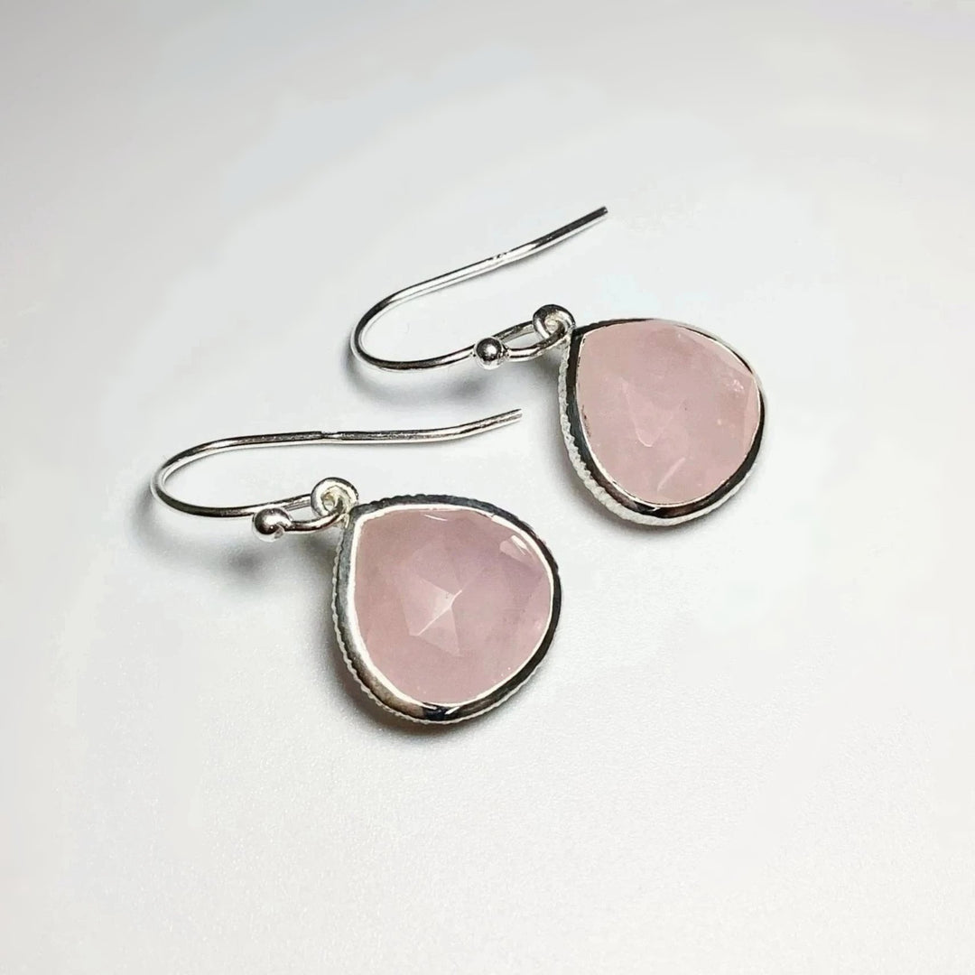 Rose Quartz Faceted Dangle Earrings - Rocks and Gems Canada
