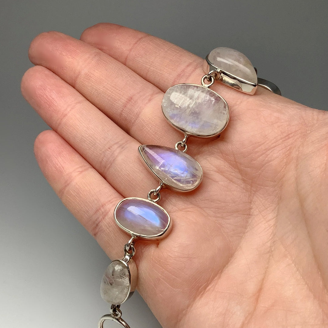 Rainbow Moonstone Sterling Silver Bracelet - Rocks and Gems Canada