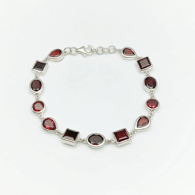 Garnet Sterling Silver Bracelet