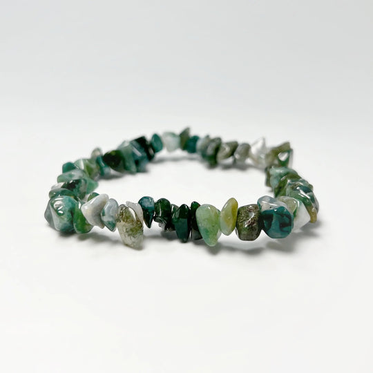 Moss Agate Chip Beaded Bracelet - Rocks and Gems Canada