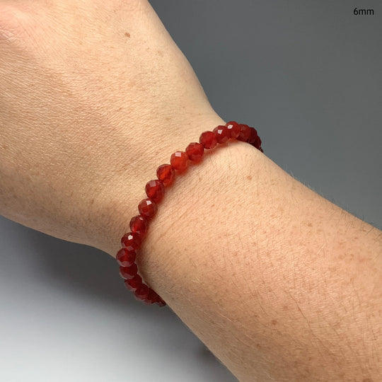 Carnelian Agate Faceted Beaded Bracelet - High Quality - Rocks and Gems Canada