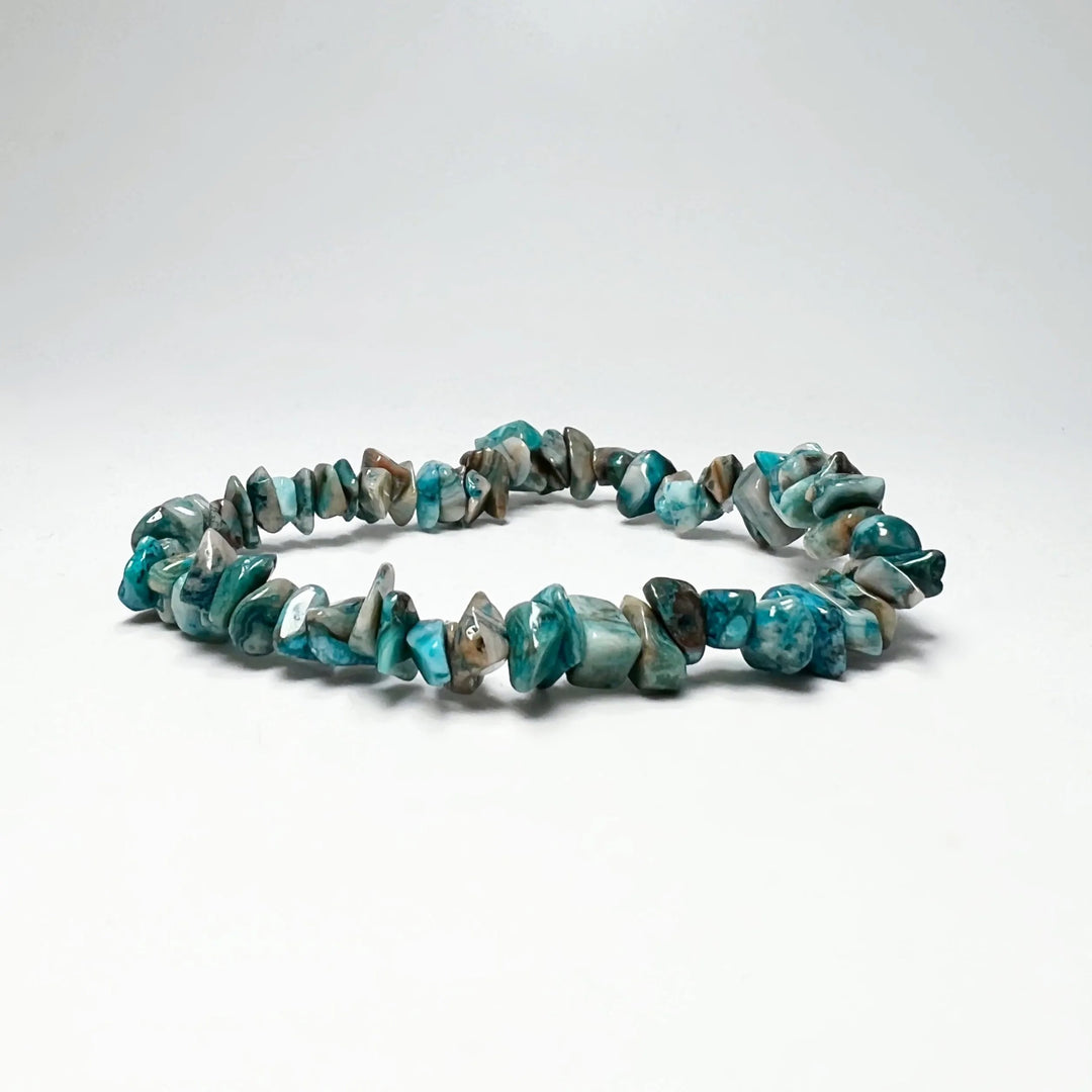 Blue Crazy Lace Agate Chip Beaded Bracelet - Rocks and Gems Canada