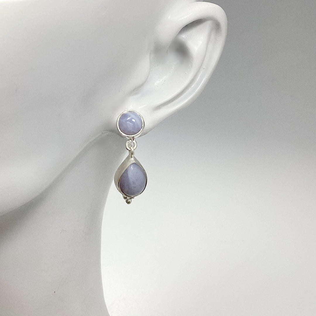 Blue Lace Agate Stud Earrings - Rocks and Gems Canada