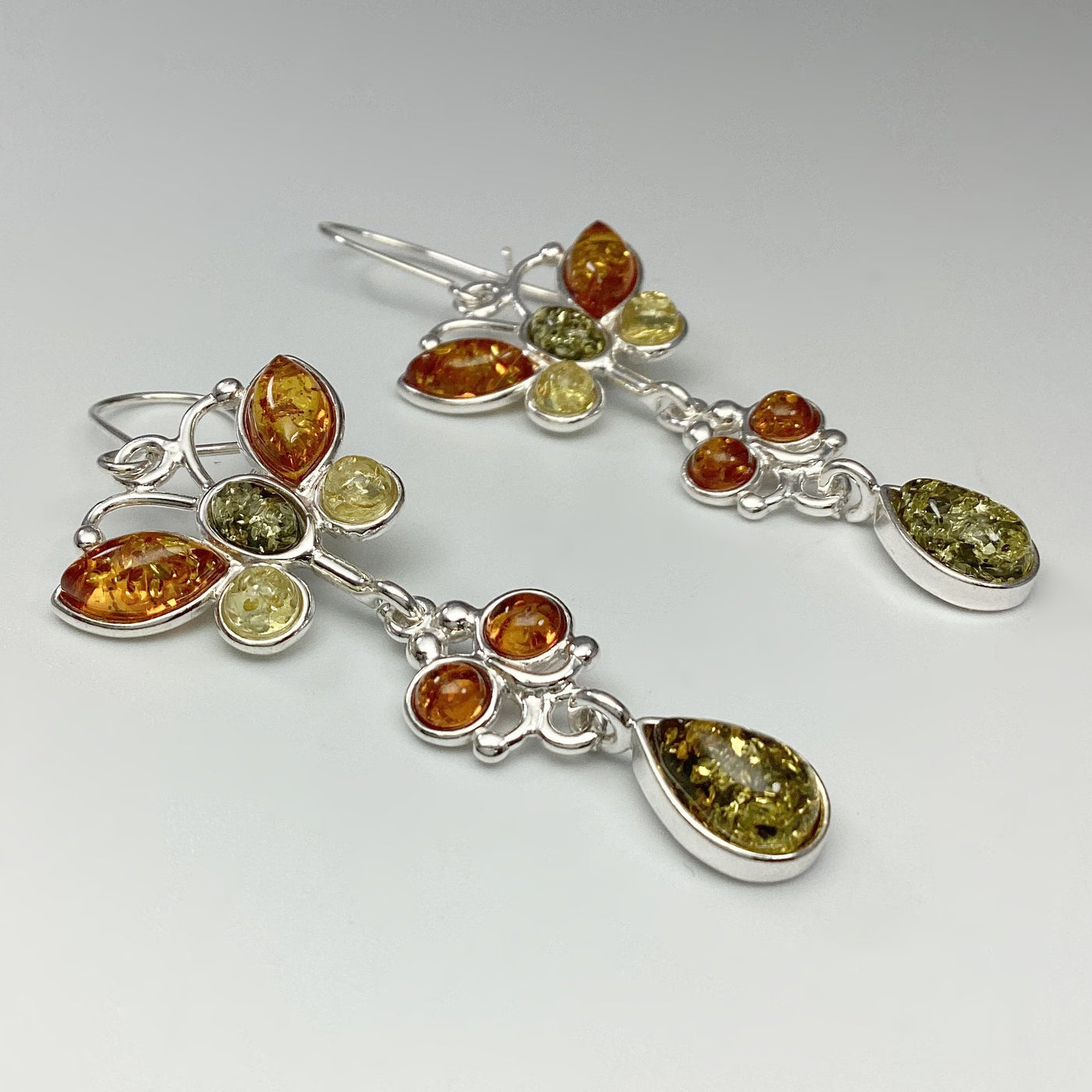 Mixed Amber Dangle Earrings