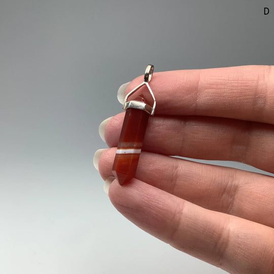 Banded Carnelian Agate Double Terminated Point Pendant - Rocks and Gems Canada