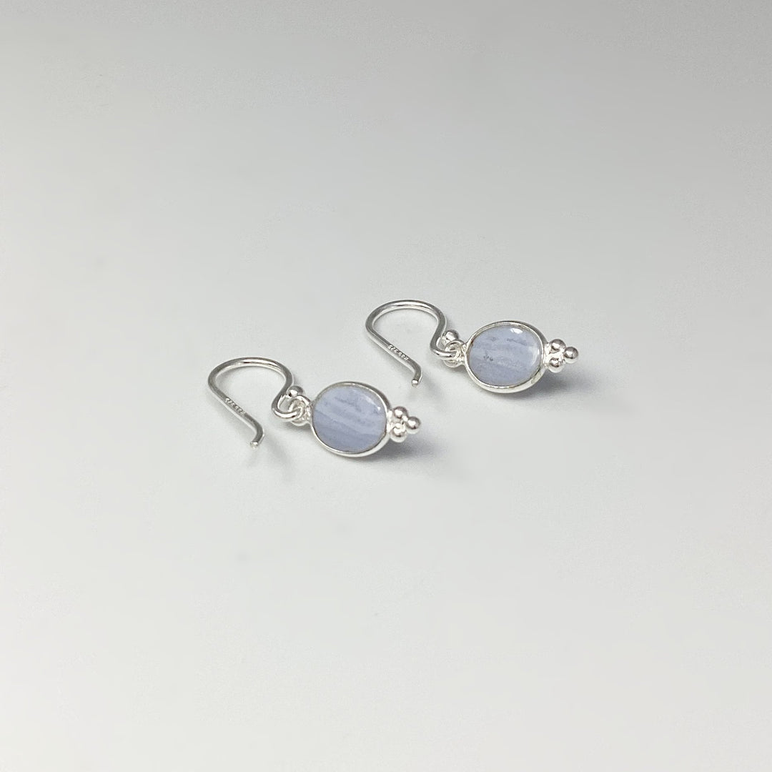 Blue Lace Agate Dangle Earrings - Rocks and Gems Canada