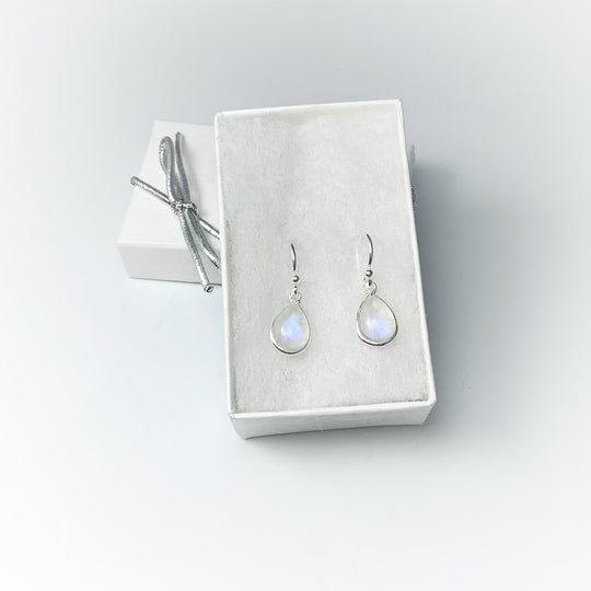 Rainbow Moonstone Dangle Earrings - Rocks and Gems Canada