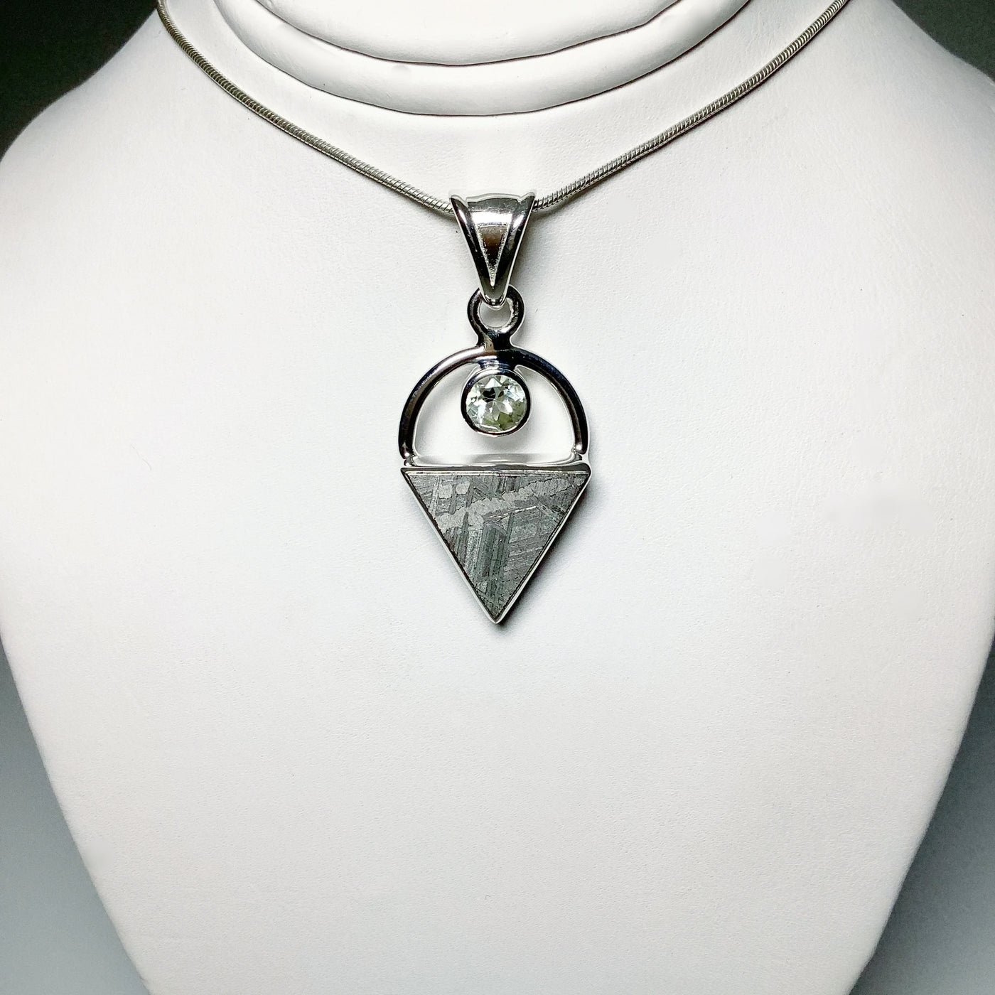 Muonionalusta Meteorite and Green Amethyst Pendant