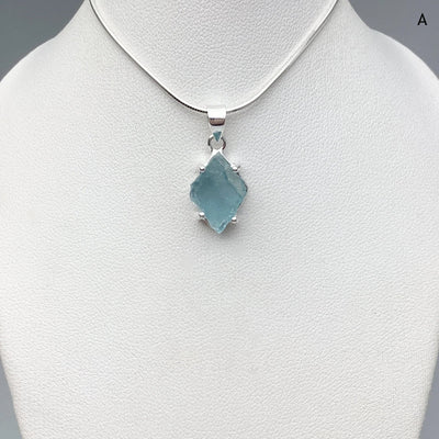 Raw Aquamarine Pendant at $125