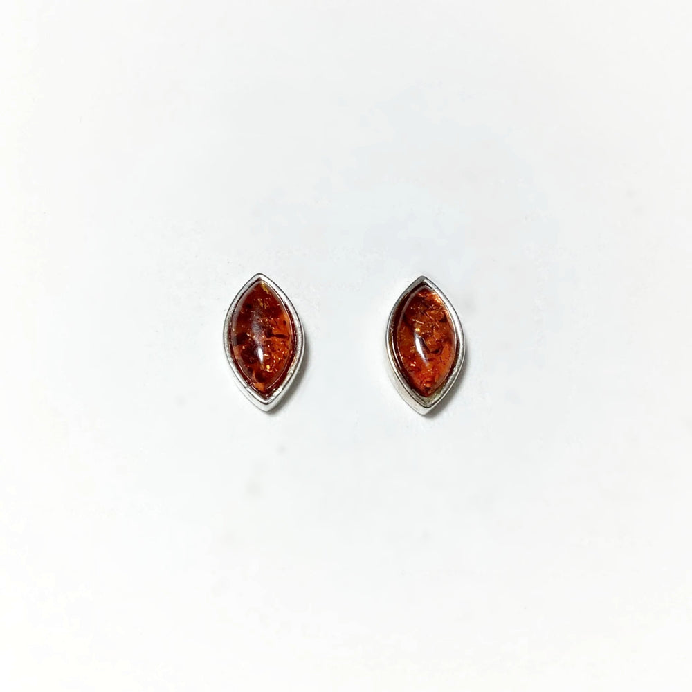 Cognac Amber Stud Earrings - Rocks and Gems Canada