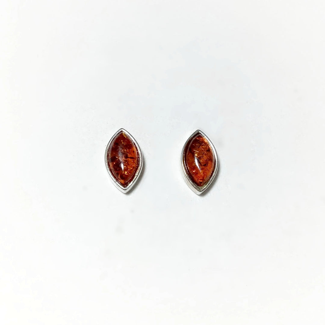 Cognac Amber Stud Earrings - Rocks and Gems Canada