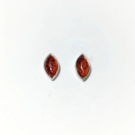 Cognac Amber Stud Earrings - Rocks and Gems Canada