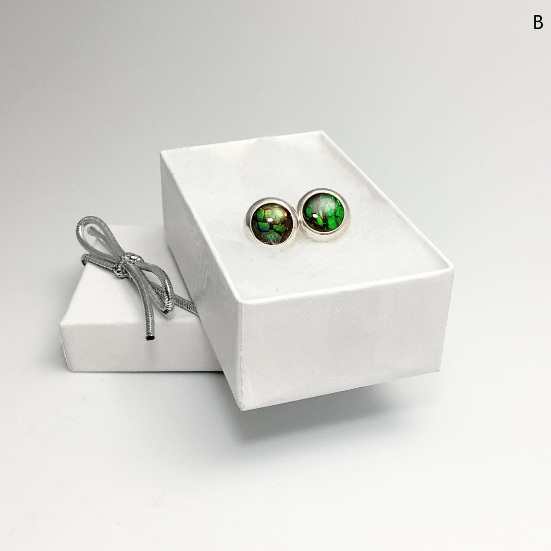 Alberta Ammolite Stud Earrings - Rocks and Gems Canada